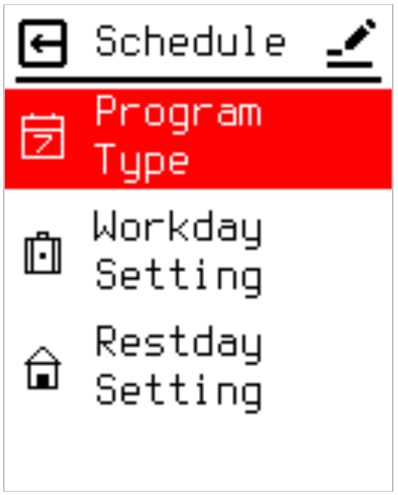 Program Type selection screen