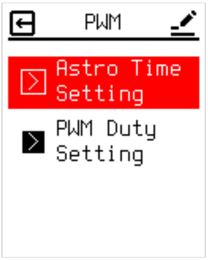 PWM Setting menu