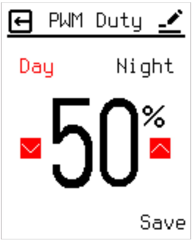 PWM Duty Day/Night percentage editing
