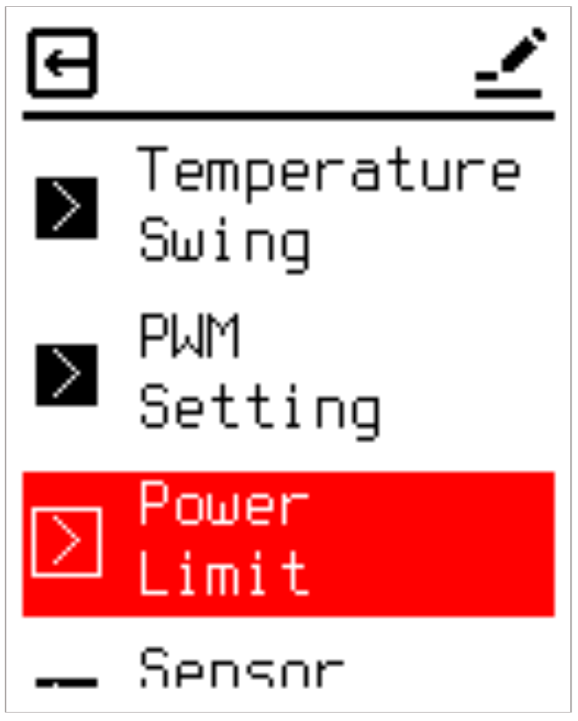 Power Limit menu