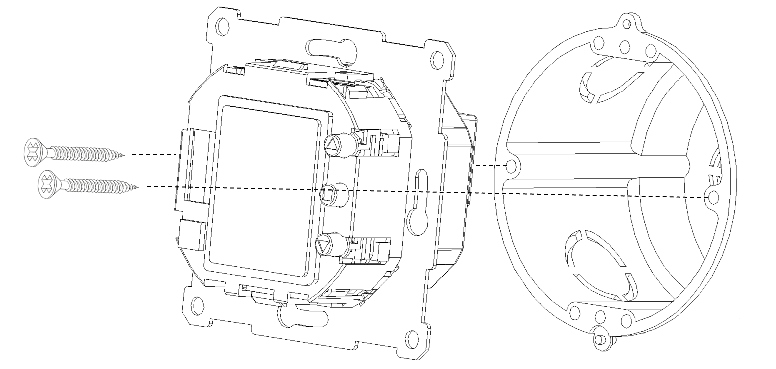 Fig. 3 – Secure the thermostat to the wall junction box with screws