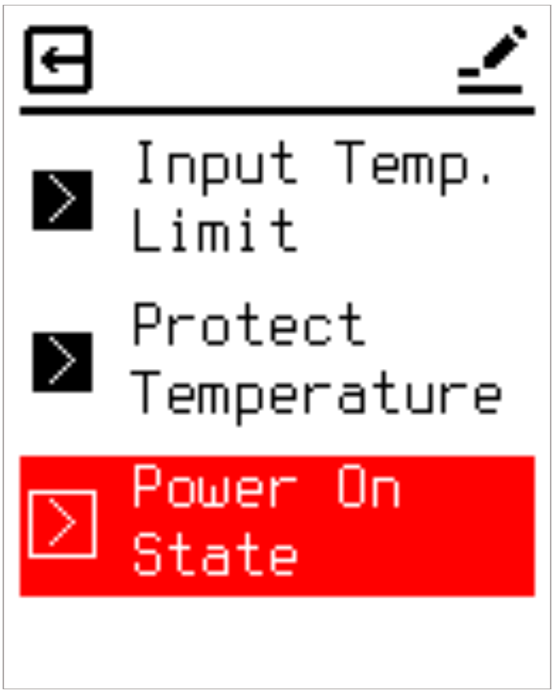 Power On State menu