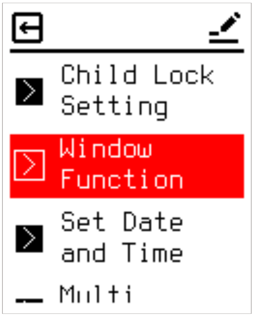 Window Function menu