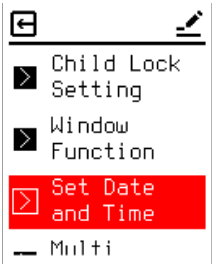 Set Time menu