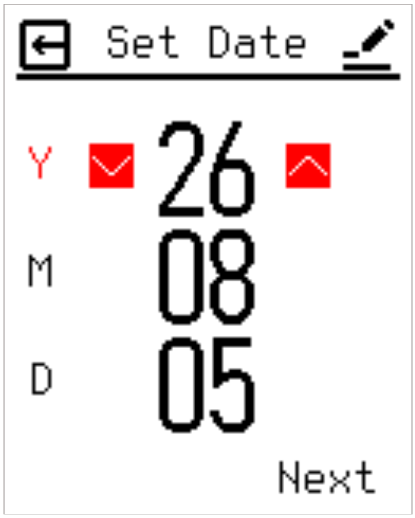 Date setting screen