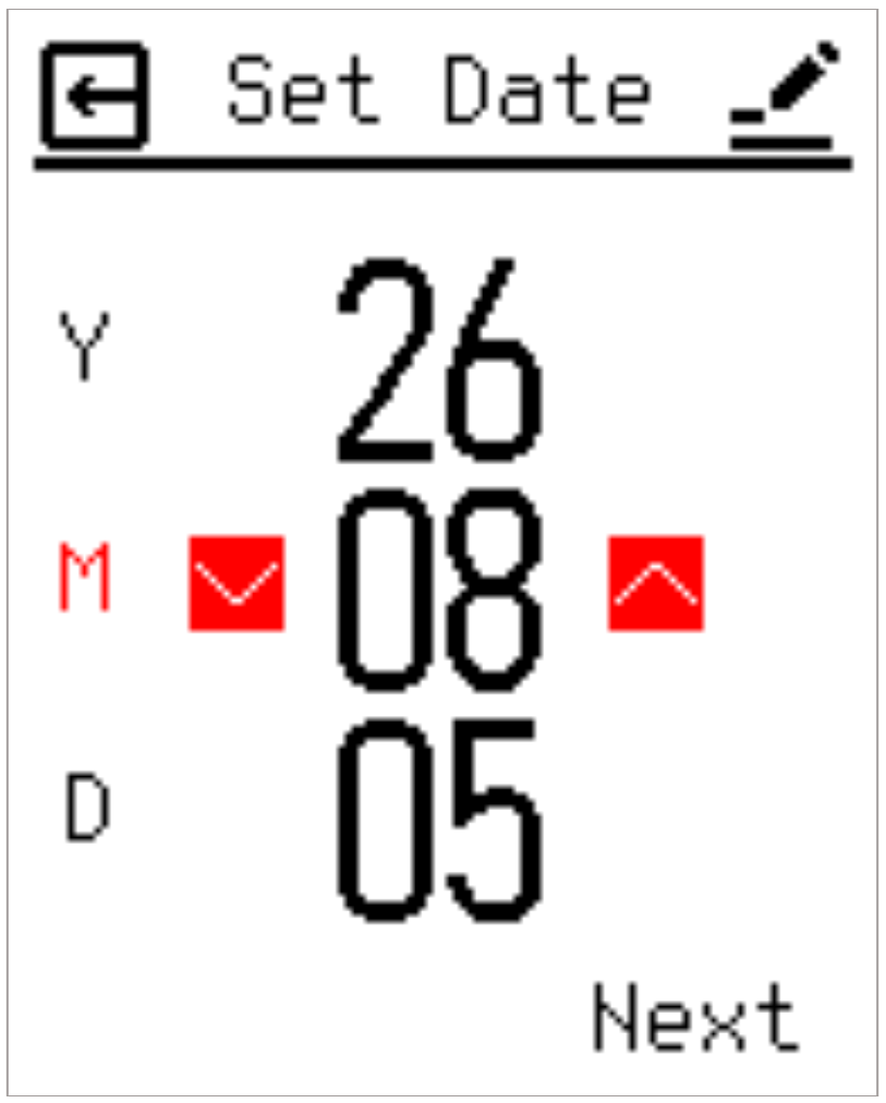 Time setting screen