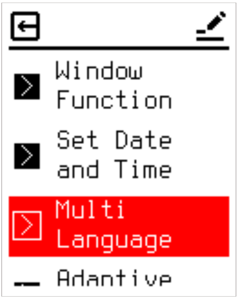 Language menu