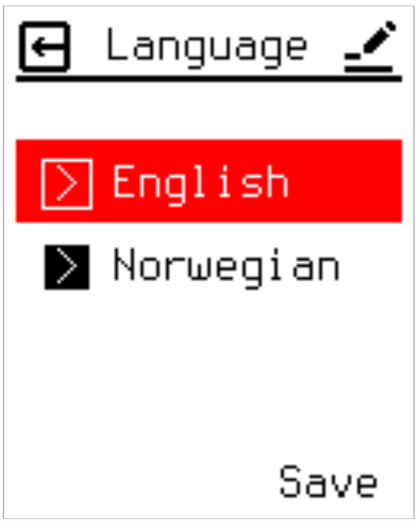 Language selection: English and Norwegian