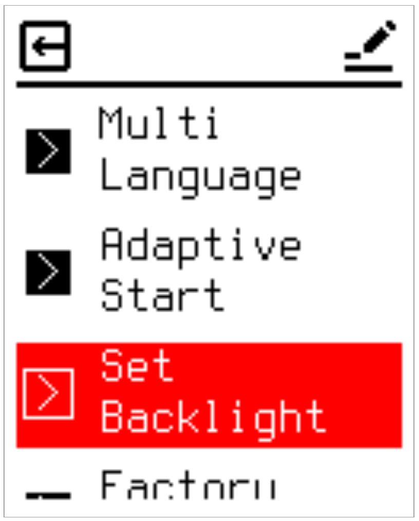 Set Backlight menu