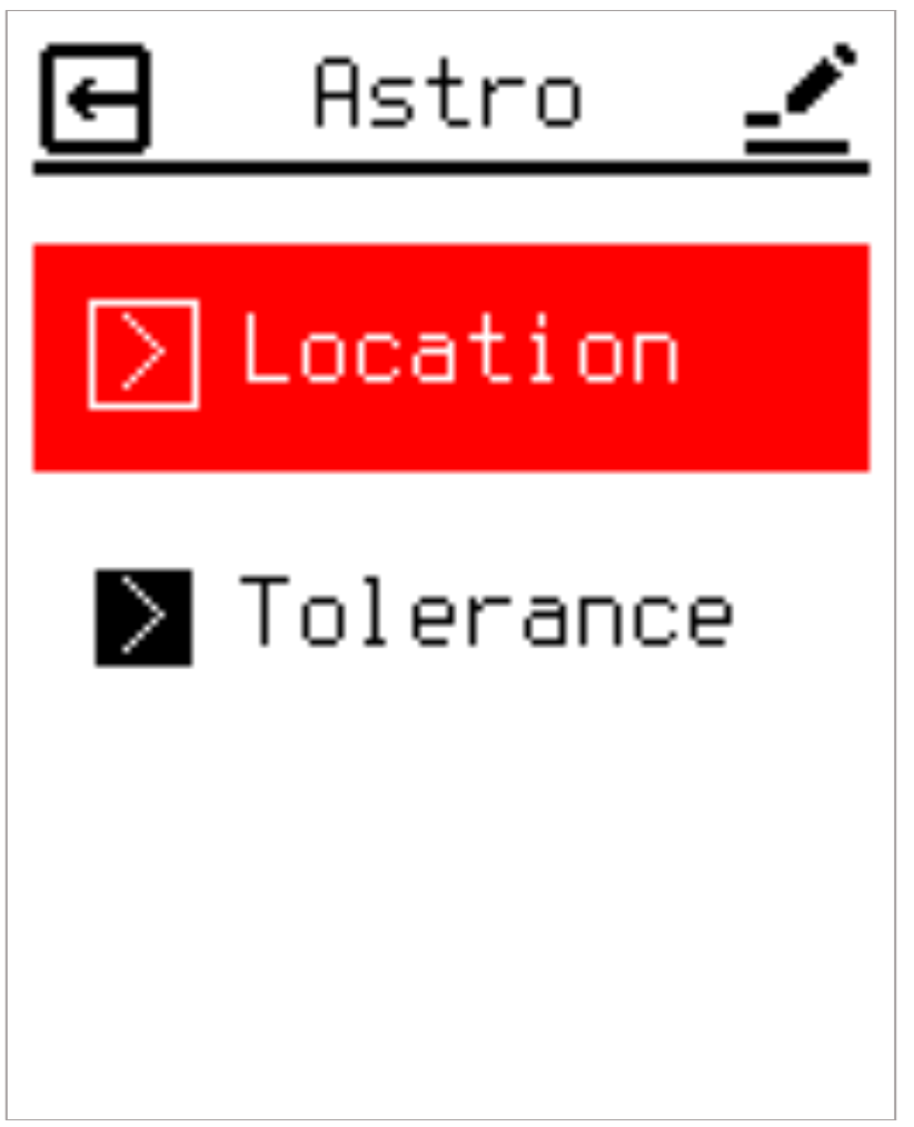 Location option selected