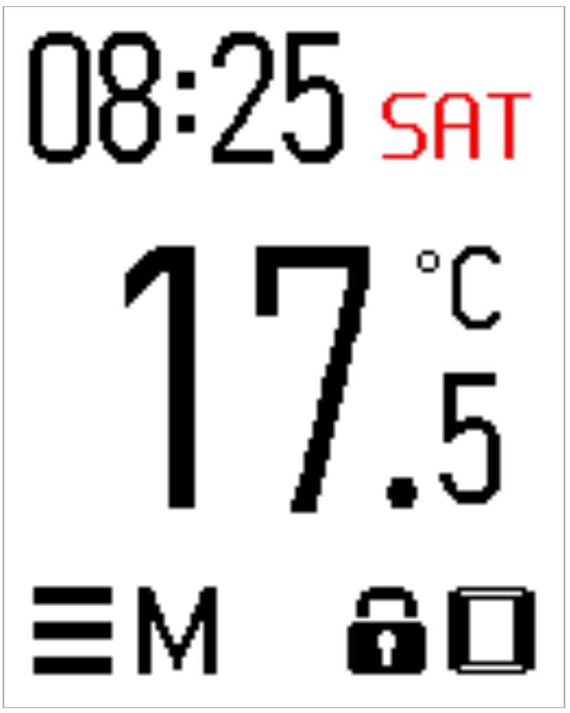 Main display example showing week date color coding